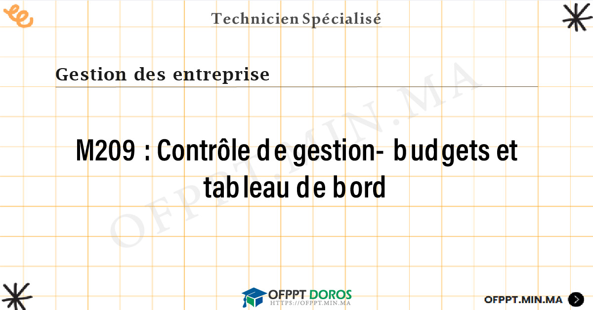 Sommaire détaillé du cours Contrôle de gestion- budgets et tableau de bord M209 OFPPT - Structure du module