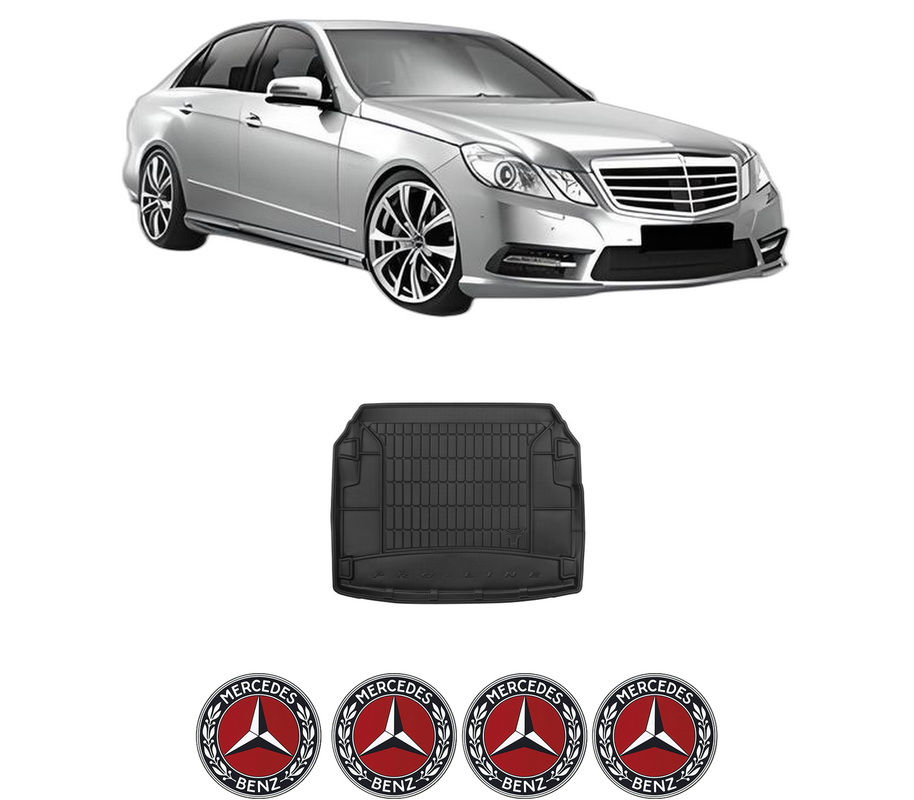 Tavita Portbagaj MERCEDES-BENZ E-CLASS (W212) din 2009-2016, Protectie Portbagaj Auto, 4x Stickere auto cu MERCEDES-BENZ