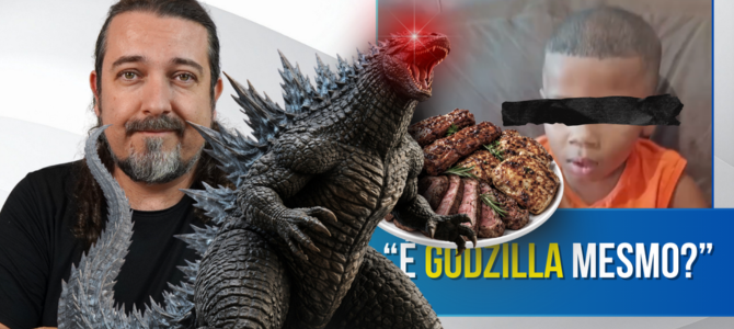 Lucas não quer comer animais, mas aceita após a mãe dizer que a carne é de Godzilla