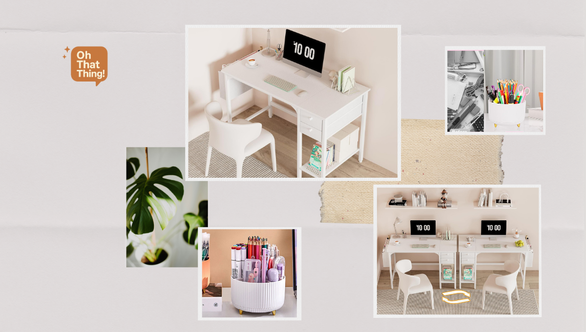 Study desk with pen organizer