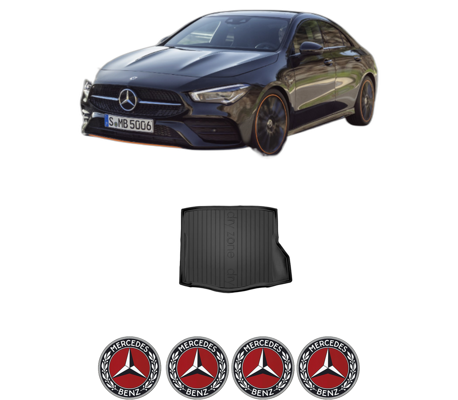Tavita Portbagaj MERCEDES-BENZ CLA (C118) din 2019, Protectie Portbagaj Auto, 4x Stickere auto cu MERCEDES-BENZ