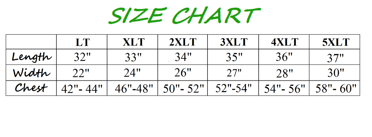 4xlt Size Chart