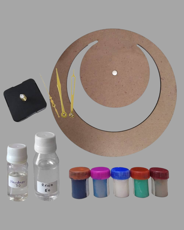 Resin Art on MDF Moon Clock DIY Kit