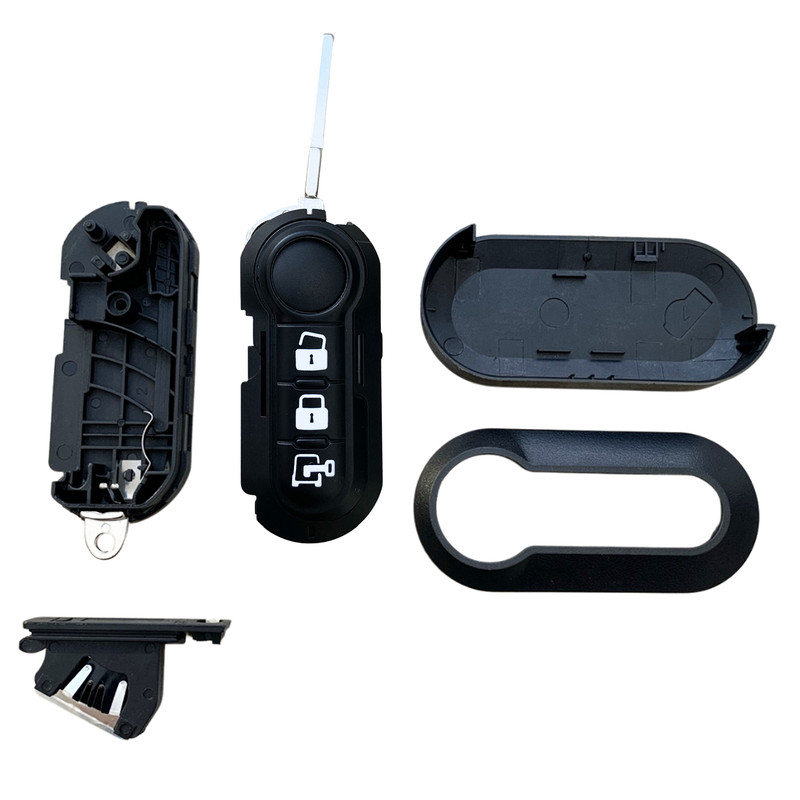 3-Button Flip Key Fob Shell Case – For Fiat Peugeot Doblo Ducato Boxer Van – Black
