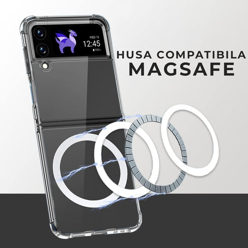 Husa pentru Samsung Z Flip 4 TPU Antisoc, PremiumCell, Magsafe Silicon, Protectie Antisoc, Camera Ultra Safe, Transparenta 51h373 XTmo L AC SL1001