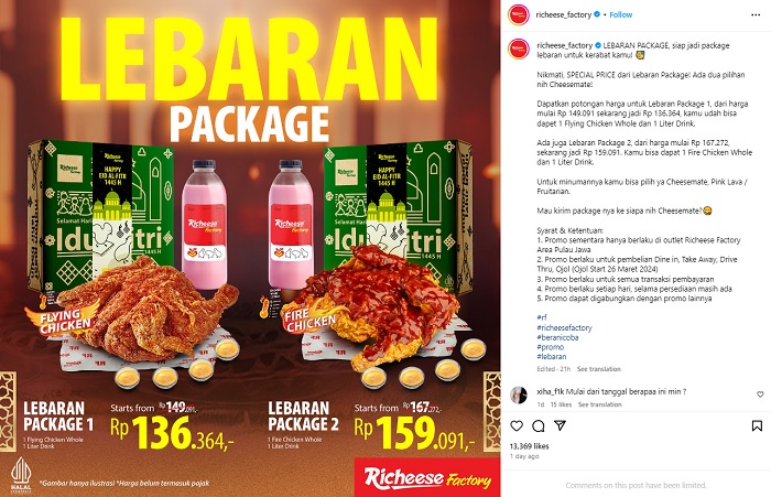 Promo Lebaran Package dari Richeese Factory.