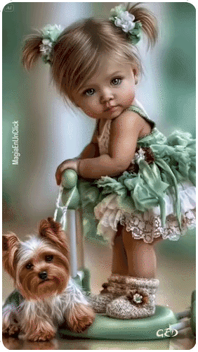 280626-fillette-robe-verte-chiot