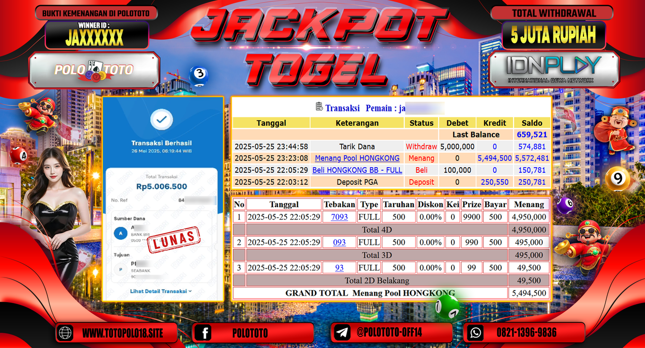 POLOTOTO JACKPOT TOGEL HONGKONG LOTTO Rp.5.000.000,-