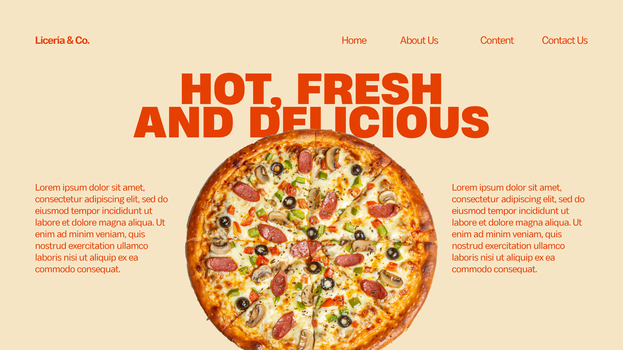 Orange and Cream Playful Pizza Presentation