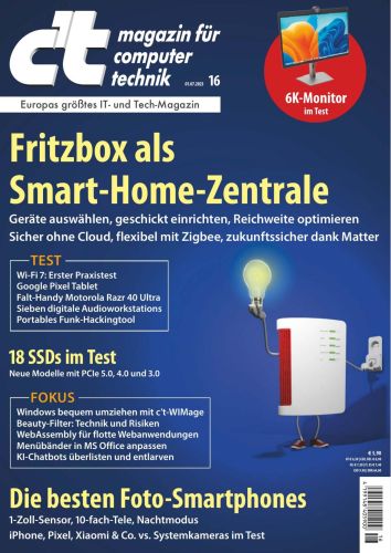 Cover: ct Magazin für Computertechnik No 16 vom 30  Juni 2023
