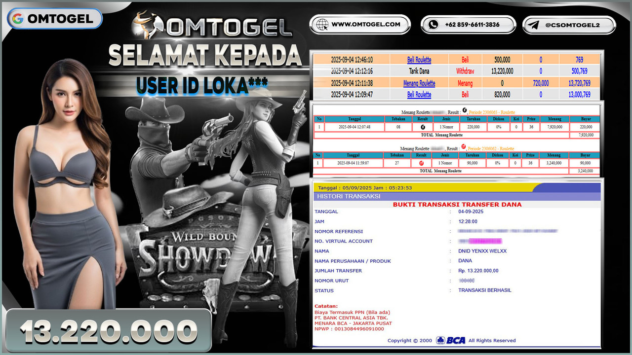 OMTOGEL JACKPOT LIVE GAMES ROULETTE 13 JUTA DI BAYAR LUNAS ,-