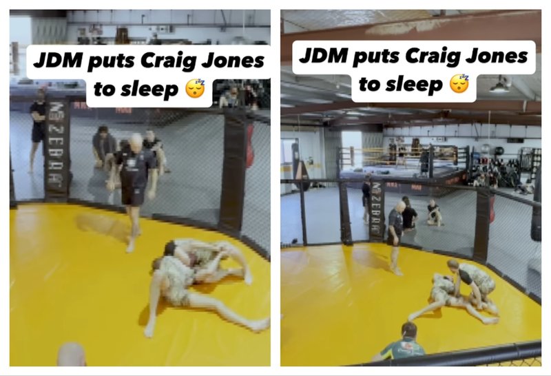 Джак Дела Мадалена приспа BJJ звездата Крейг Джоунс на тренировка