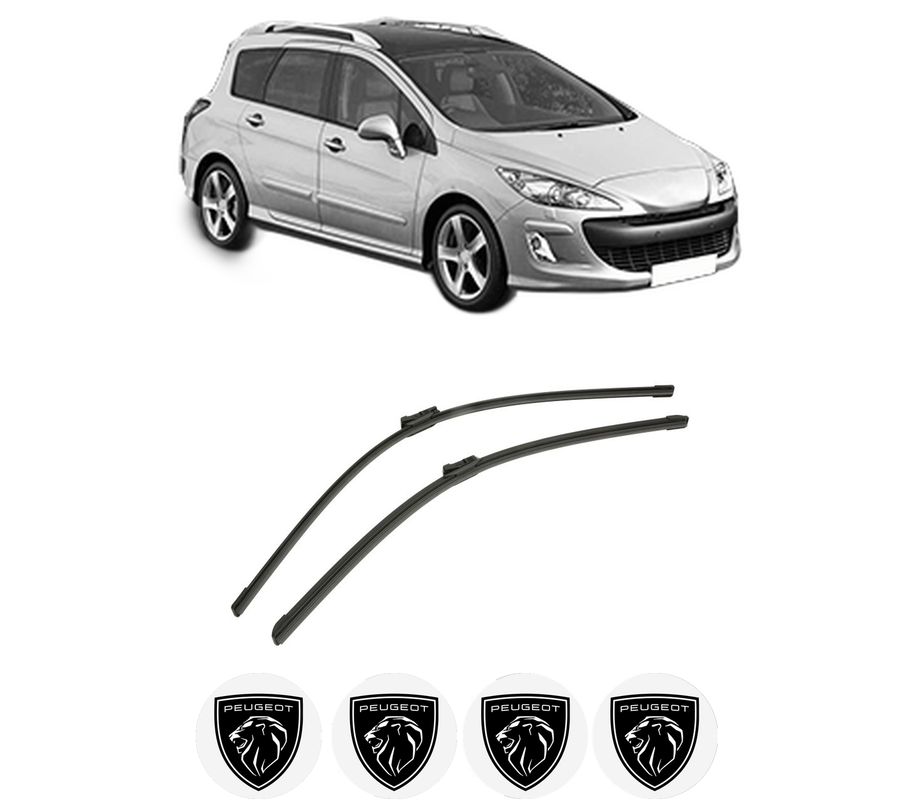 Set stergatoare auto PEUGEOT 308 SW I (4E_, 4H_) din 2007-2014, pentru parbriz auto, 2 bucati, Bosch Aerotwin, din cauciuc siliconat rezistent, 4 Stickere Auto PEUGEOT