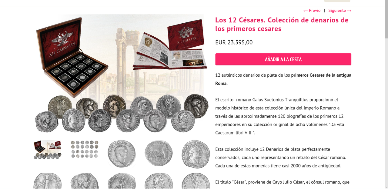 Los 12 Césares. Colección de denarios de los primeros cesares de Impacto Coleccionables. Recotroejfoefj77