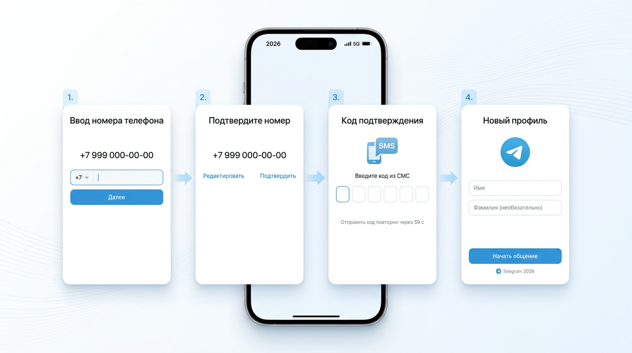 Как зарегистрироваться в Telegram на телефоне в 2026 году