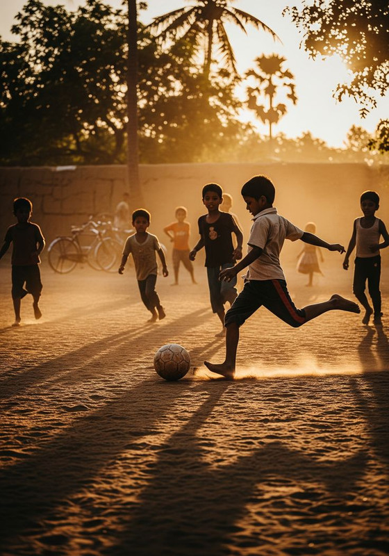 Joy of Soccer Kids Playing Football Outdoors