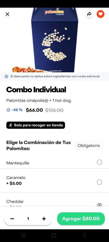 Rappi: COMBO GRANDE PALOMITAS Y HOT DOG 