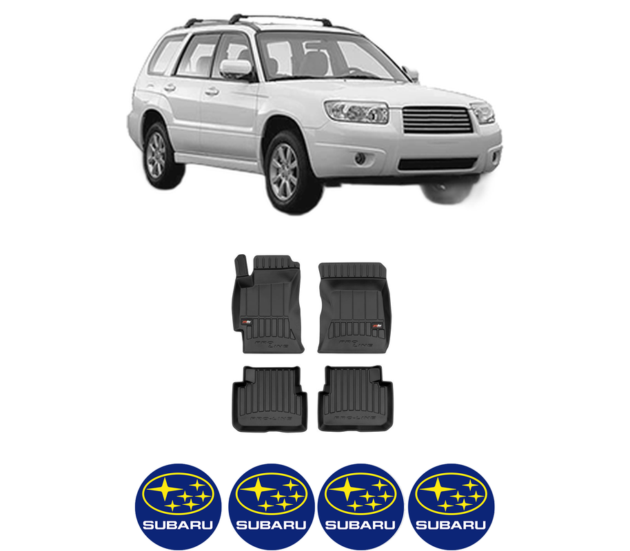 Set covorase presuri SUBARU FORESTER (SH_) din 2008-2013, auto, din cauciuc thermoplastic, 4 Stickere auto cu SUBARU