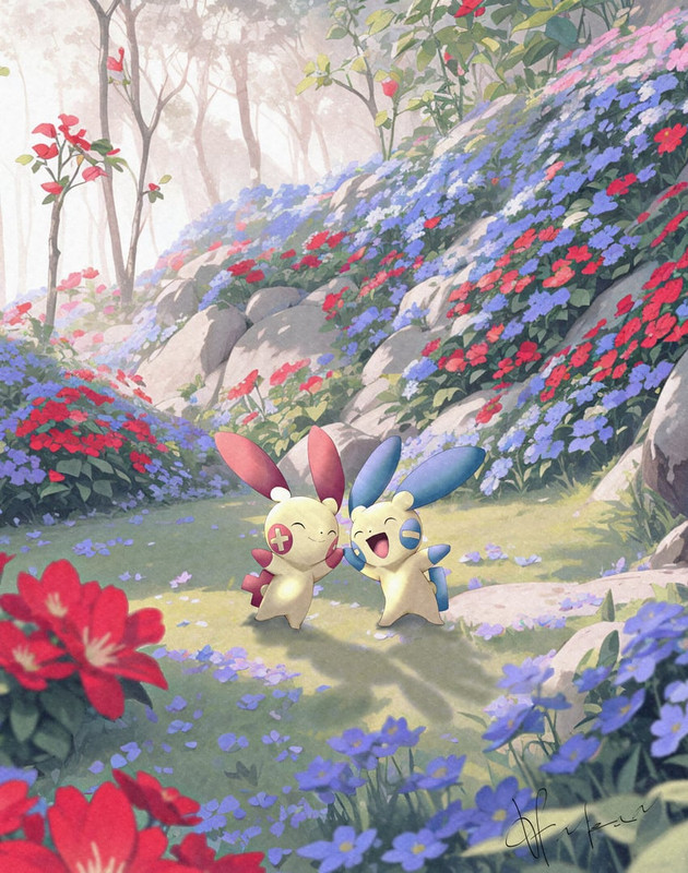minun-and-plusle-pokemon-drawn-by-hatena