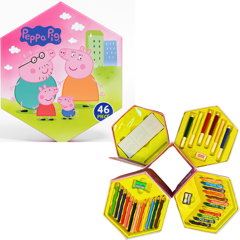 46 Pcs Peppa Pig Hexagon Colouring Box