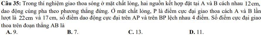 Câu 35 đề thi thử TN THPT môn vật lý sở GD và ĐT Bắc Giang lần 2 năm 2023