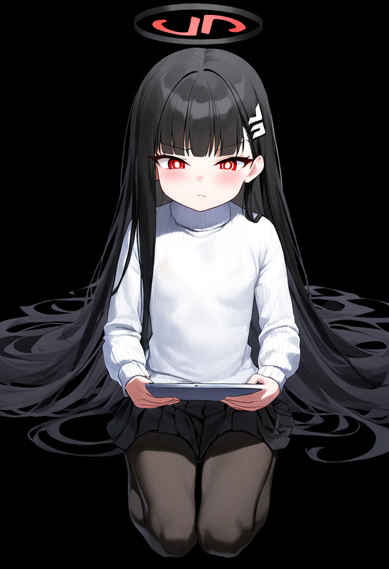 1 girl, healthyman, rio (blue archive), aged down, {little child}, black backgro s-615712789