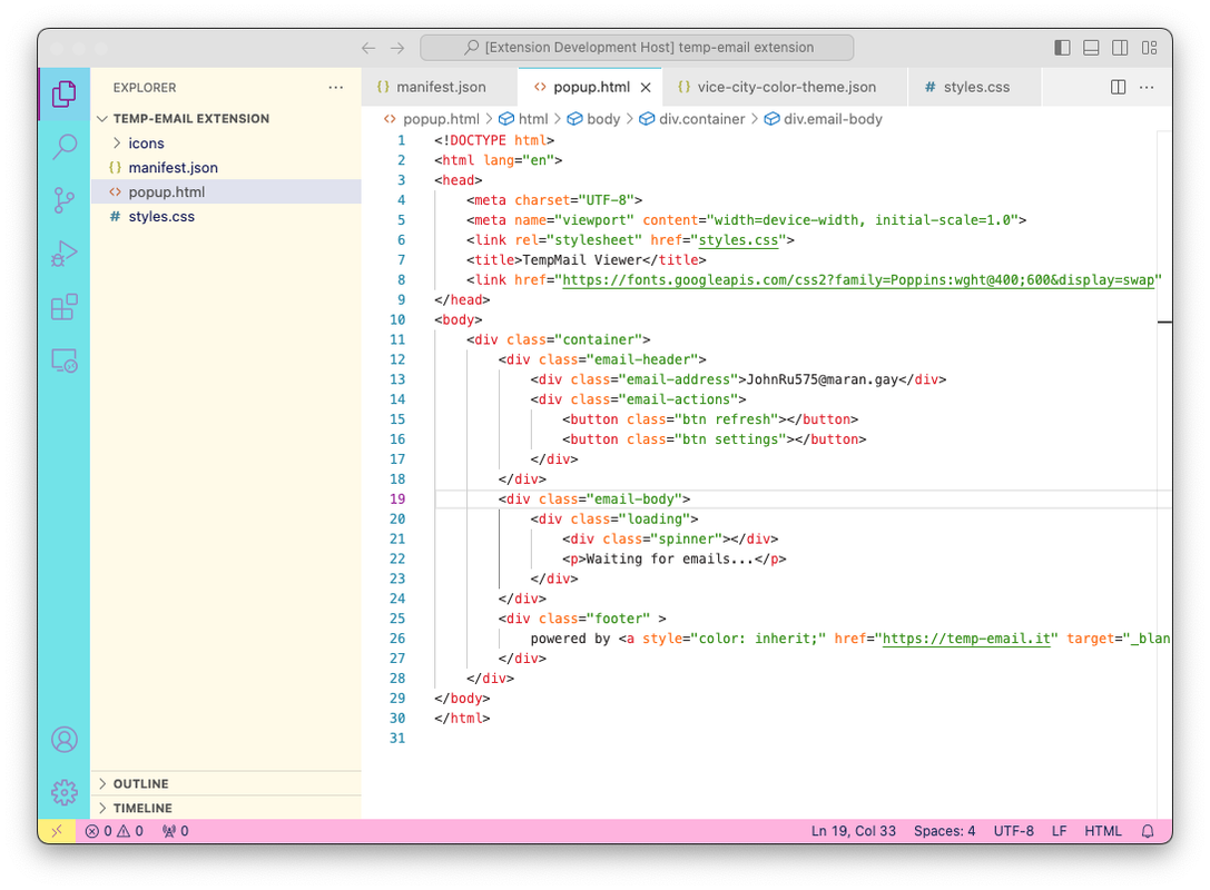 Vince Theme Code Screenshot