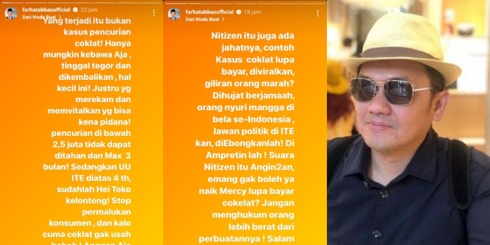 Farhat Abbas bela ibu-ibu naik Mercy yang mencuri cokelat di Alfamart.