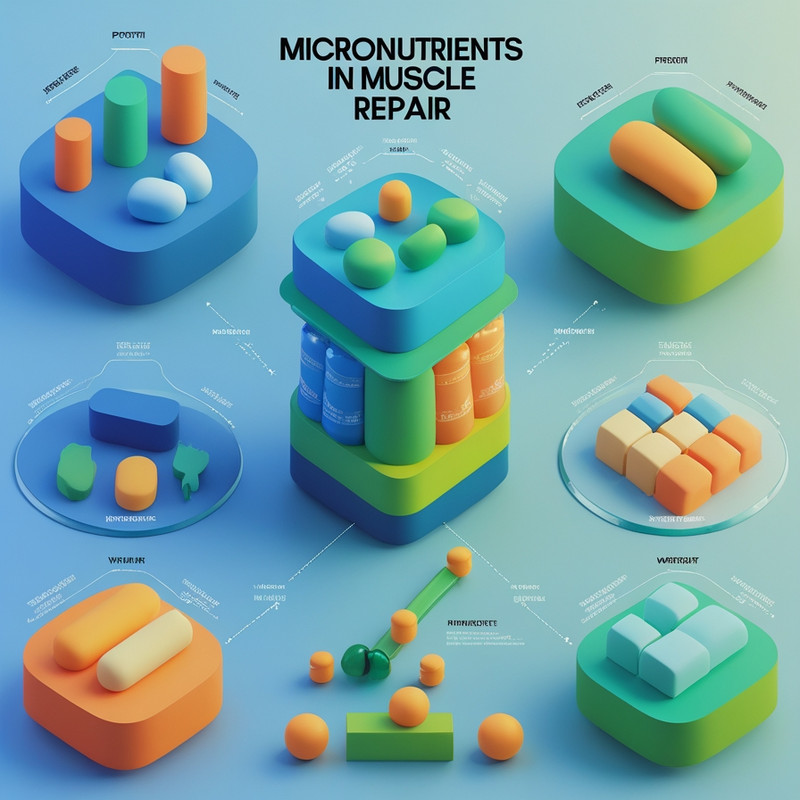 Micronutrients muscle repair infographic showing vitamins minerals roles in recovery
