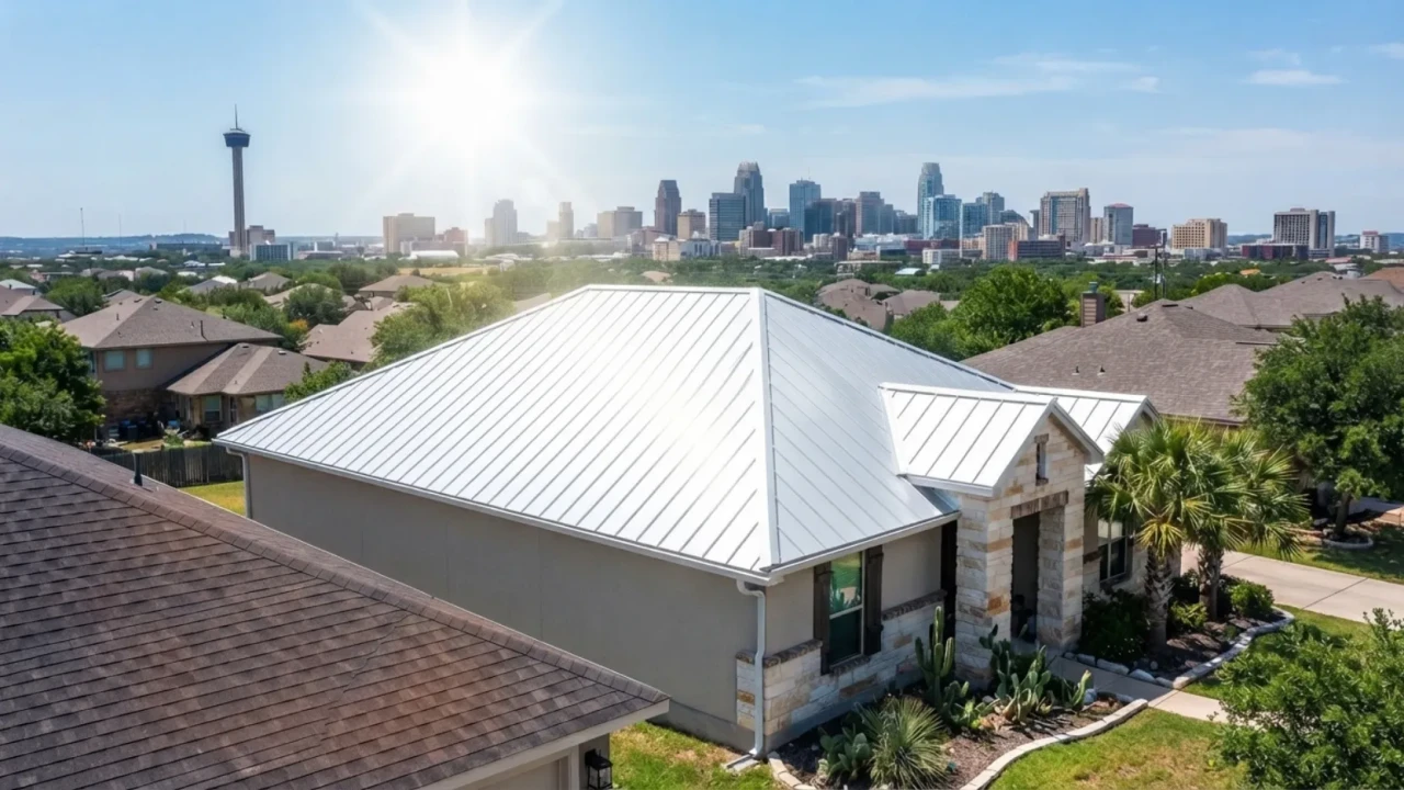 Cool metal roof coating heat reflectivity diagram San Antonio