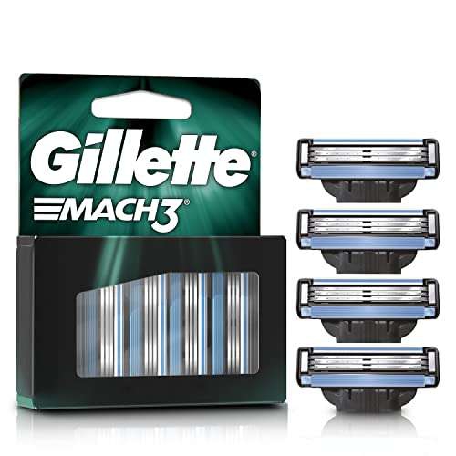 Amazon: GILLETTE Mach3, Cartucho de Rastrillo para Afeitar, 4 Repuestos con 3 Hojas para Rasurar la Barba 
