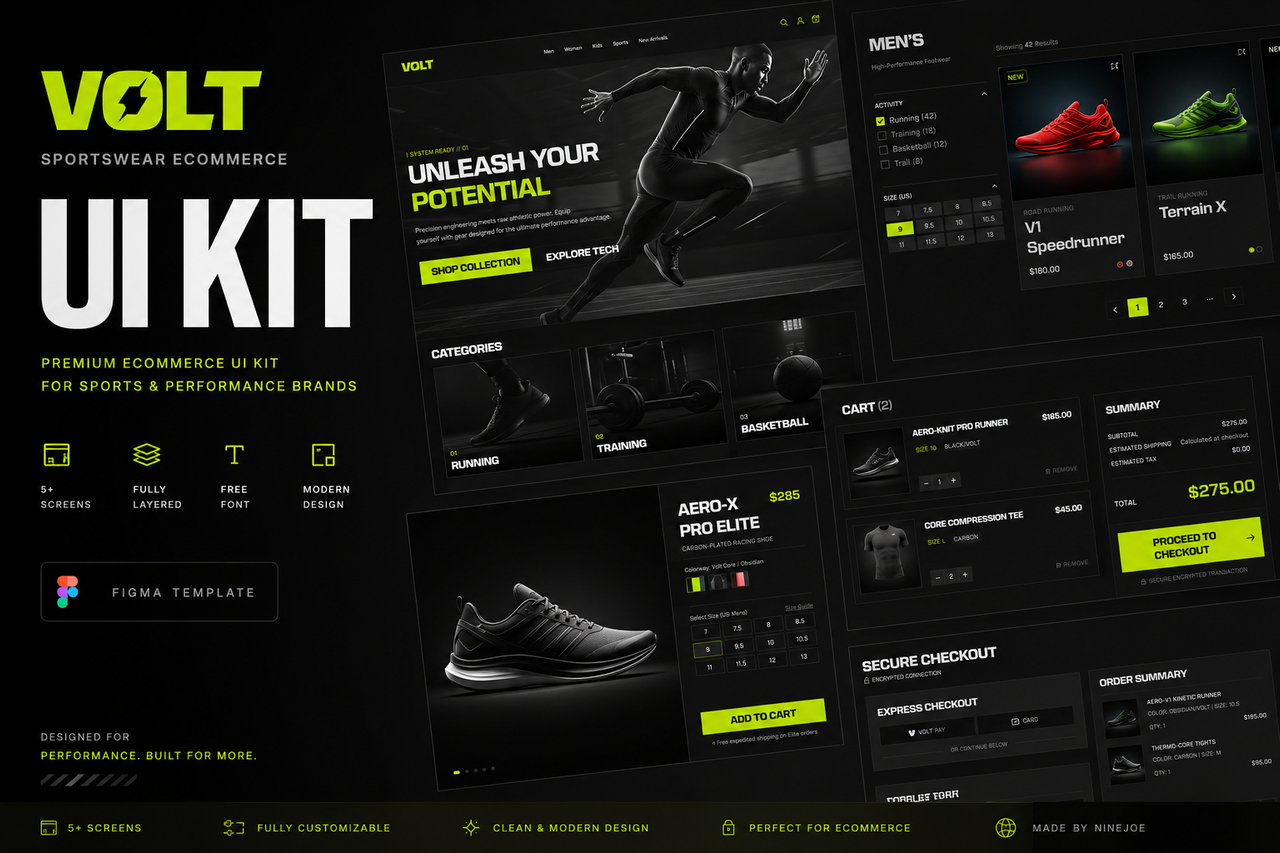 VOLT — Futuristic Sportswear Ecommerce UI Kit