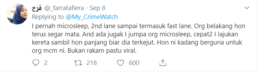mereka akan terjaga jika dihon oleh kereta lain