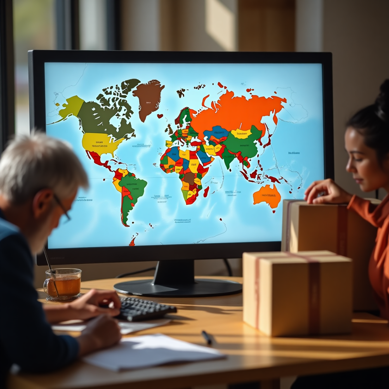 World map showing packages to Nepal
