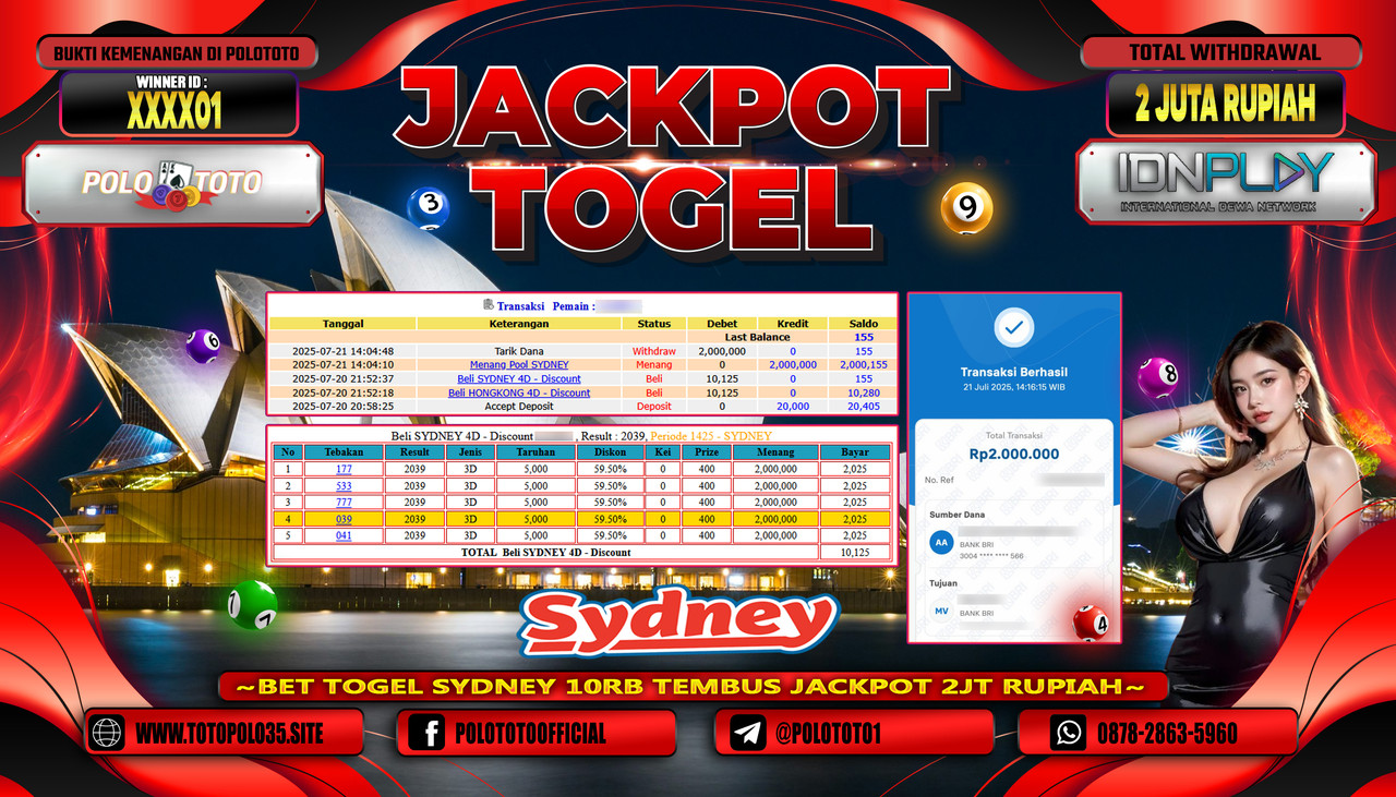 POLOTOTO JACKPOT TOGEL SYDNEY LOTO 2,000,000,- LUNAS