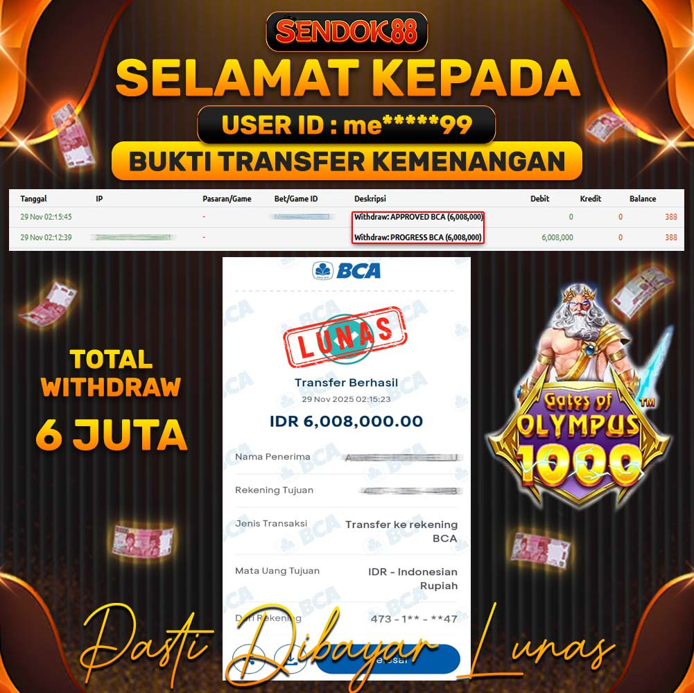 SENDOK88 JEPE! GATES OF OLYMPUS 1000 Rp 6.008.000,- LUNAS!