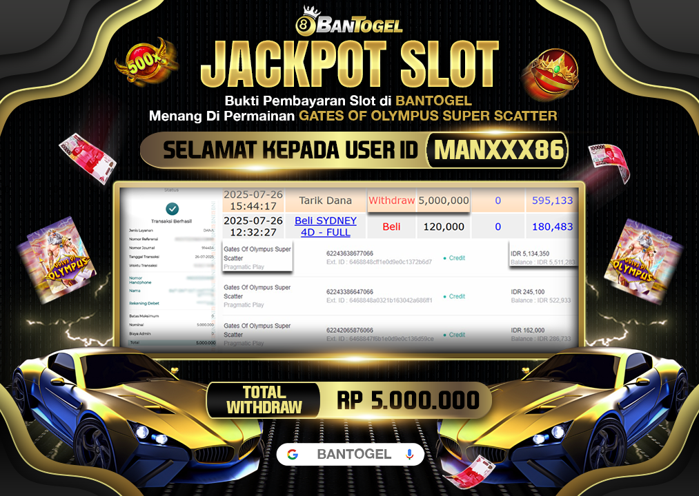 BUKTI JACKPOT LUNAS BANTOGEL