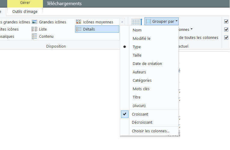 tri explorateur win 10