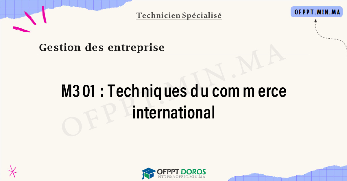 Sommaire détaillé du cours Techniques du commerce international M301 OFPPT - Structure du module