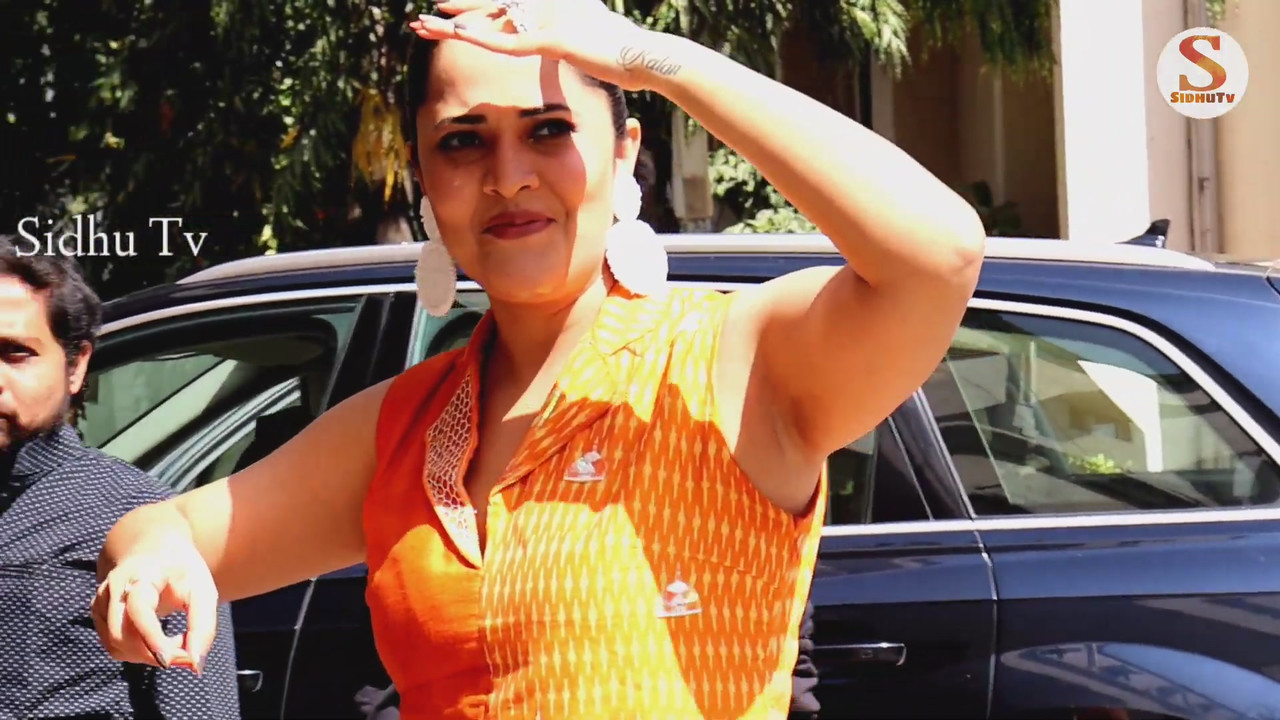 Actress Anasuya Bharadwaj Cute Orange Dress l Latest Movie DARJA Movie First Look House Full Talk[14