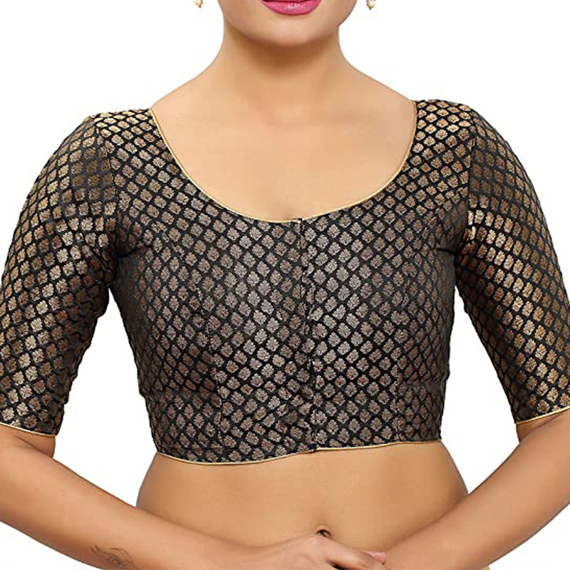 Women’s Brocade Readymade Saree Blouse Traditional Bollywood Choli Wear Crop Top