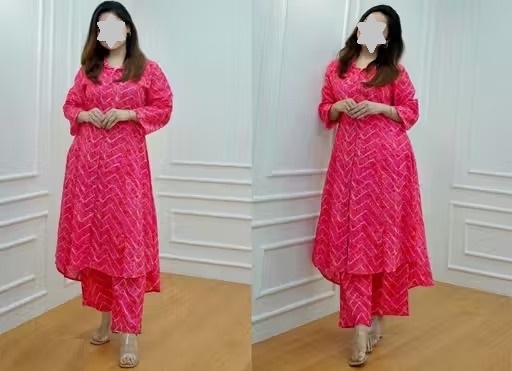 Kashvi Graceful Women Leheriya Mix Premium Cotton Polister Co-ord Set |KURTA SET | KURTI WITH PENT | PENT SET  Color 1 (KS162)