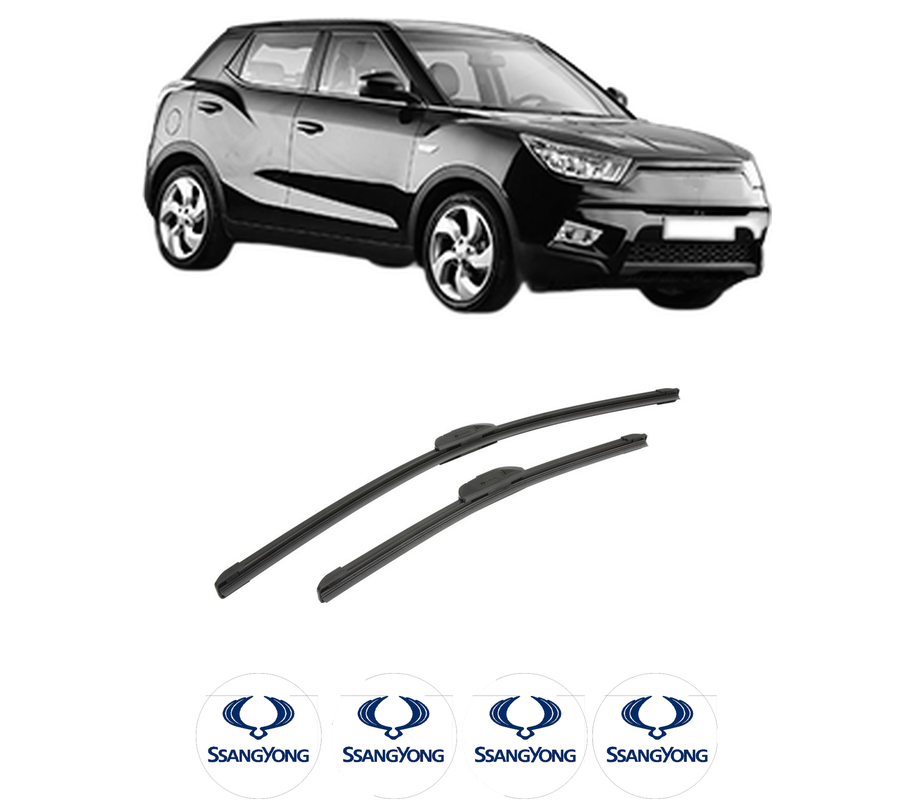 Set stergatoare auto SSANGYONG TIVOLI din 2015-2021, pentru parbriz auto, 2 bucati, Bosch Aerotwin Retrofit, din cauciuc siliconat rezistent, 4 Stickere Auto SSANGYONG