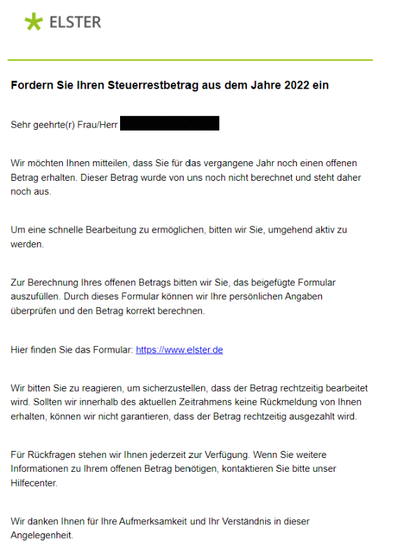 ELSTER-Phishing-Mail
