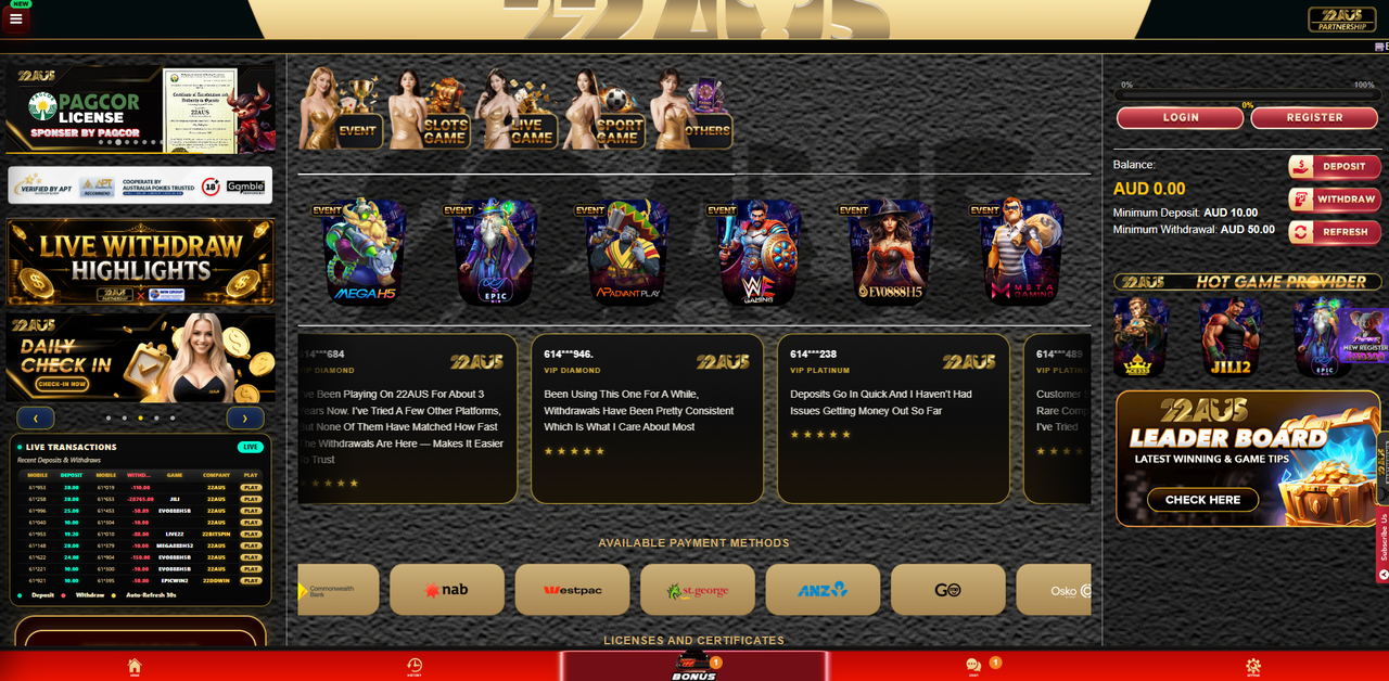 22AUS Casino 
