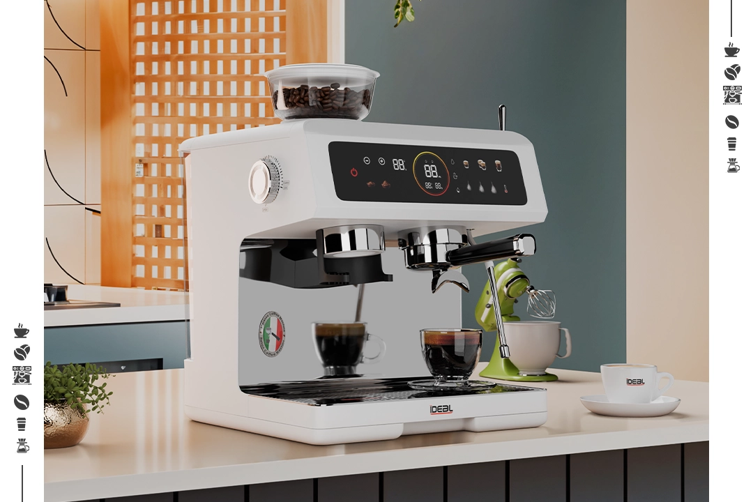 Semi-automatic coffee machine with a built-in grinder