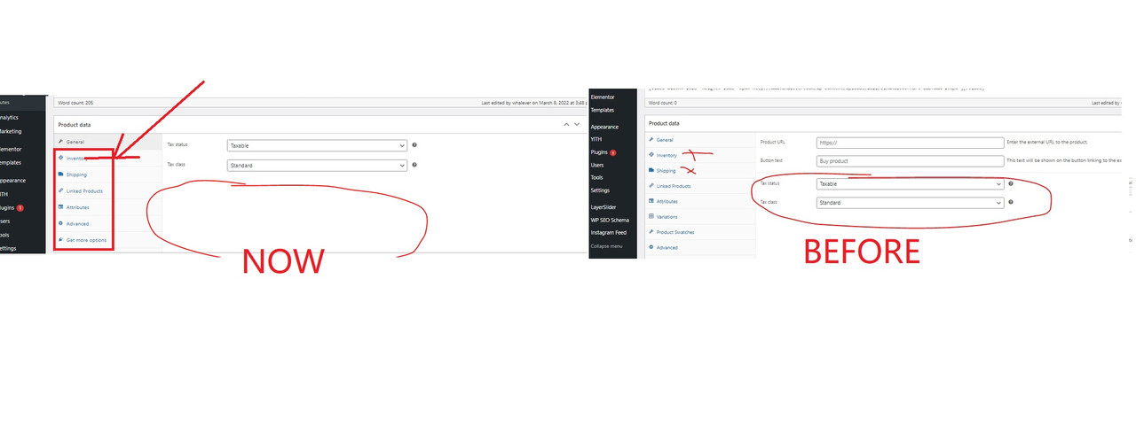 Disappear Product Data fiels