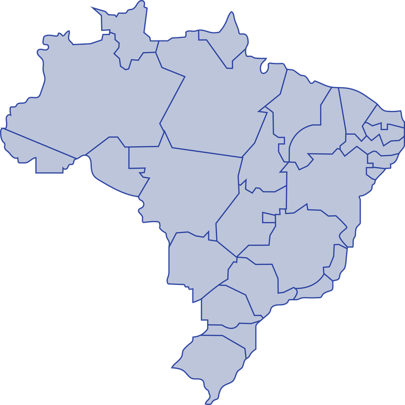 Mapa do Brasil com estados parceiros do Ser Educacional
