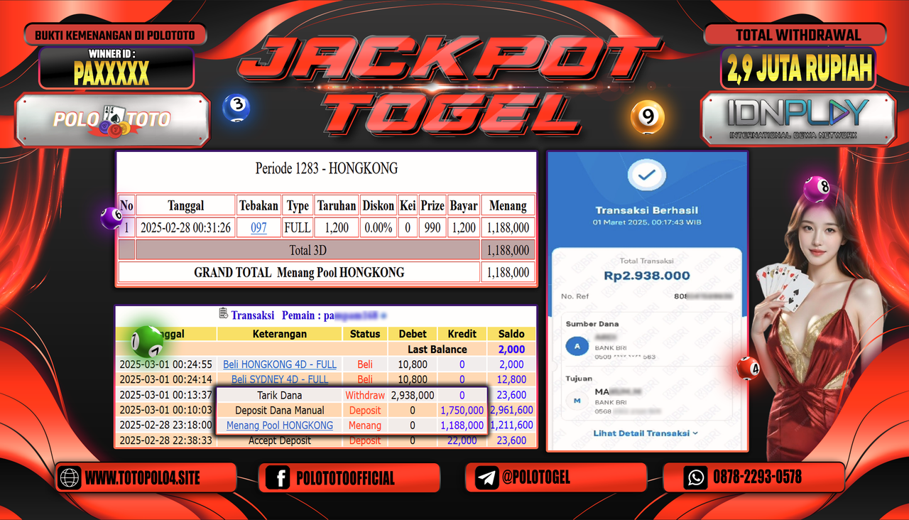 POLOTOTO JACKPOT TOGEL PASARAN HONGKONG Rp.2.938.000,-