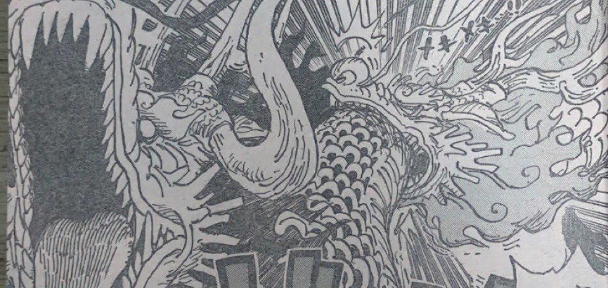 Momonosuke mengigit Naga Kaidou di One Piece chapter 1026